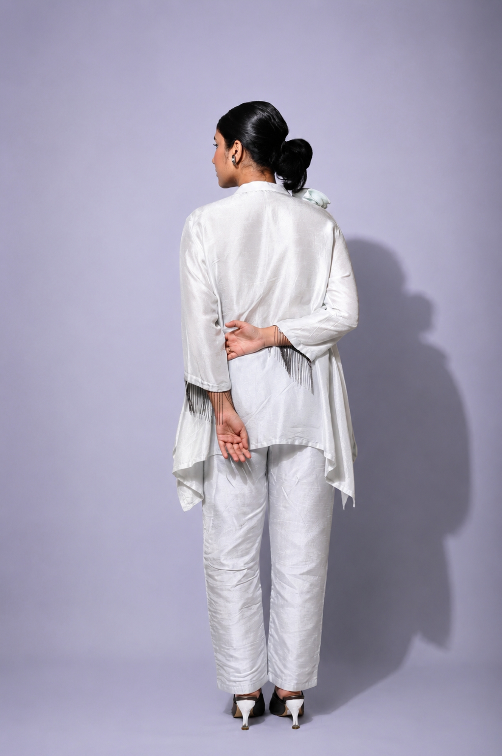 Powder Blue Bemberg Silk Co-Ord Set for Women thumbnail