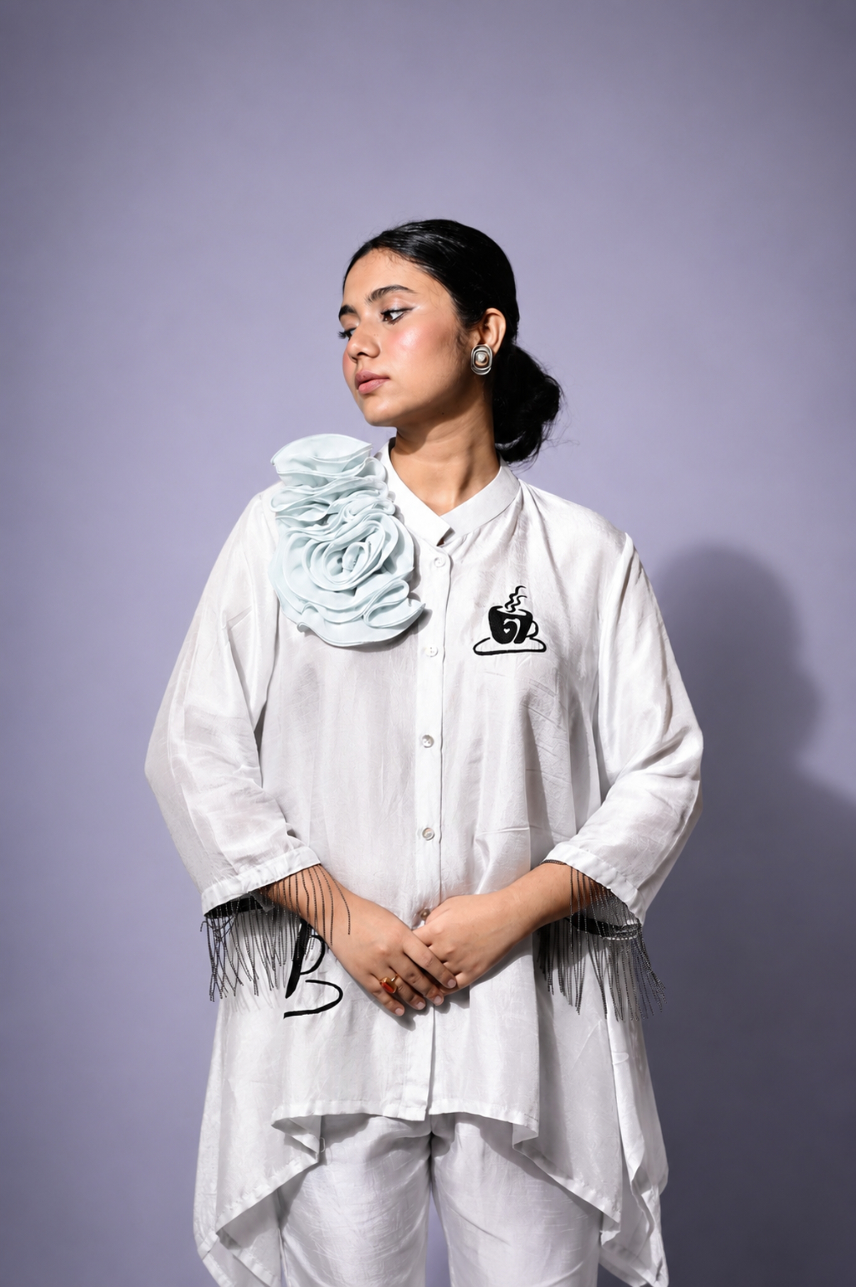 Powder Blue Bemberg Silk Co-Ord Set for Women alternate view