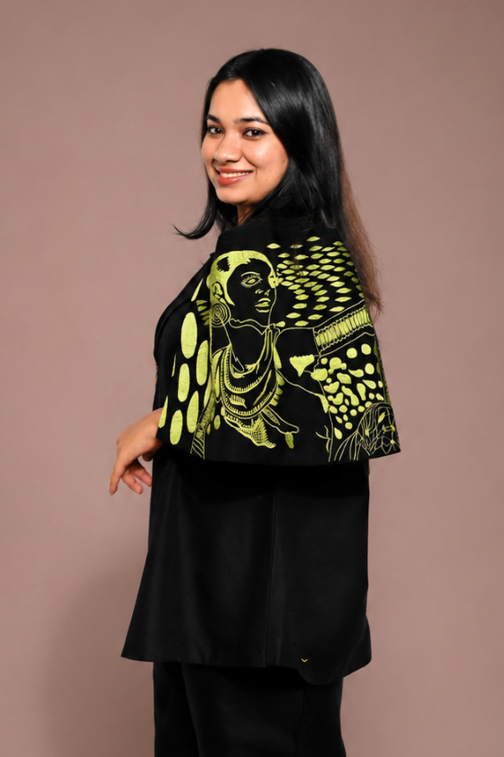 Black & Green Cotton Co-Ord Set (Embroidered Sleeves) thumbnail
