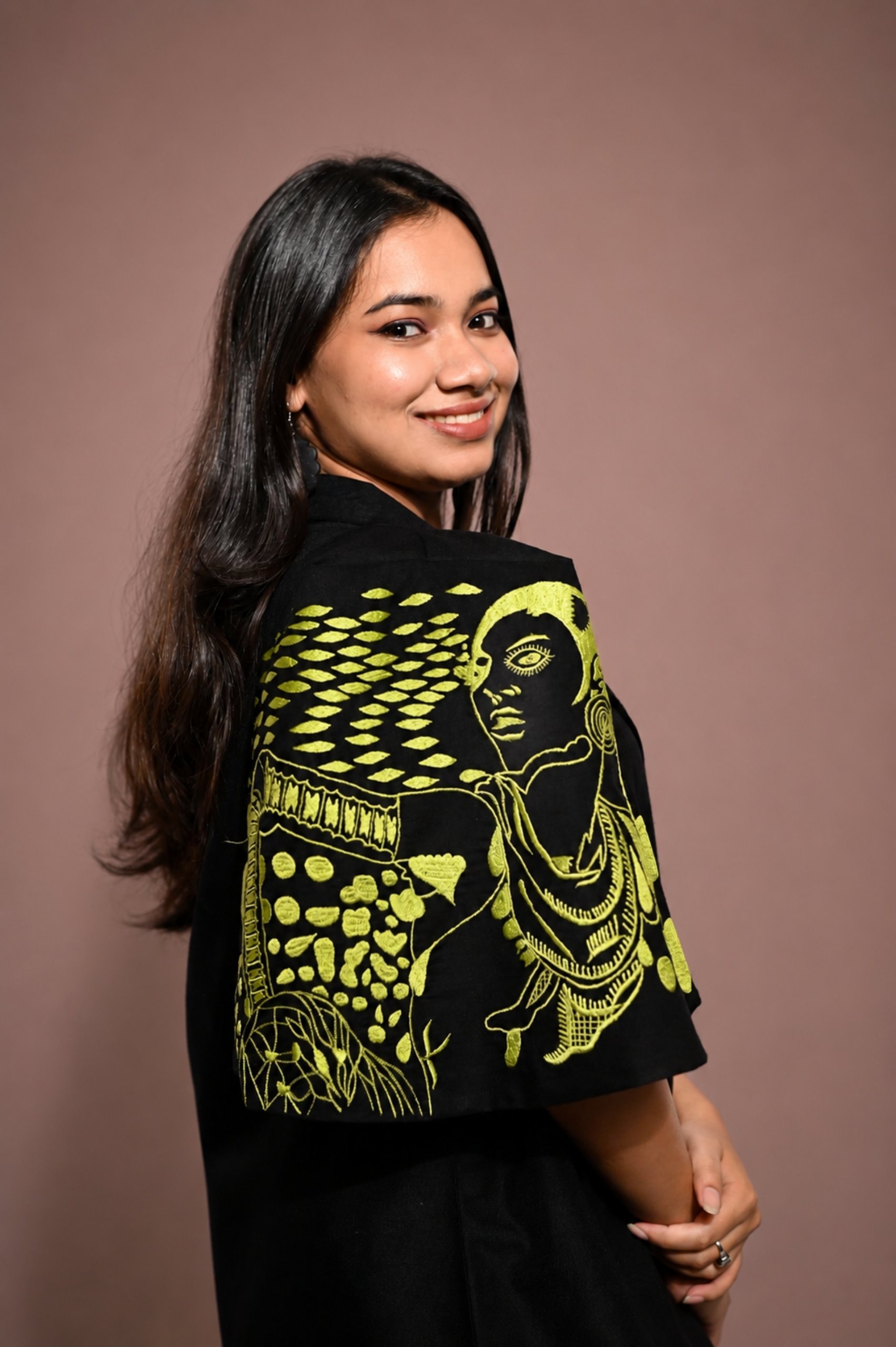 Black & Green Cotton Co-Ord Set (Embroidered Sleeves) thumbnail