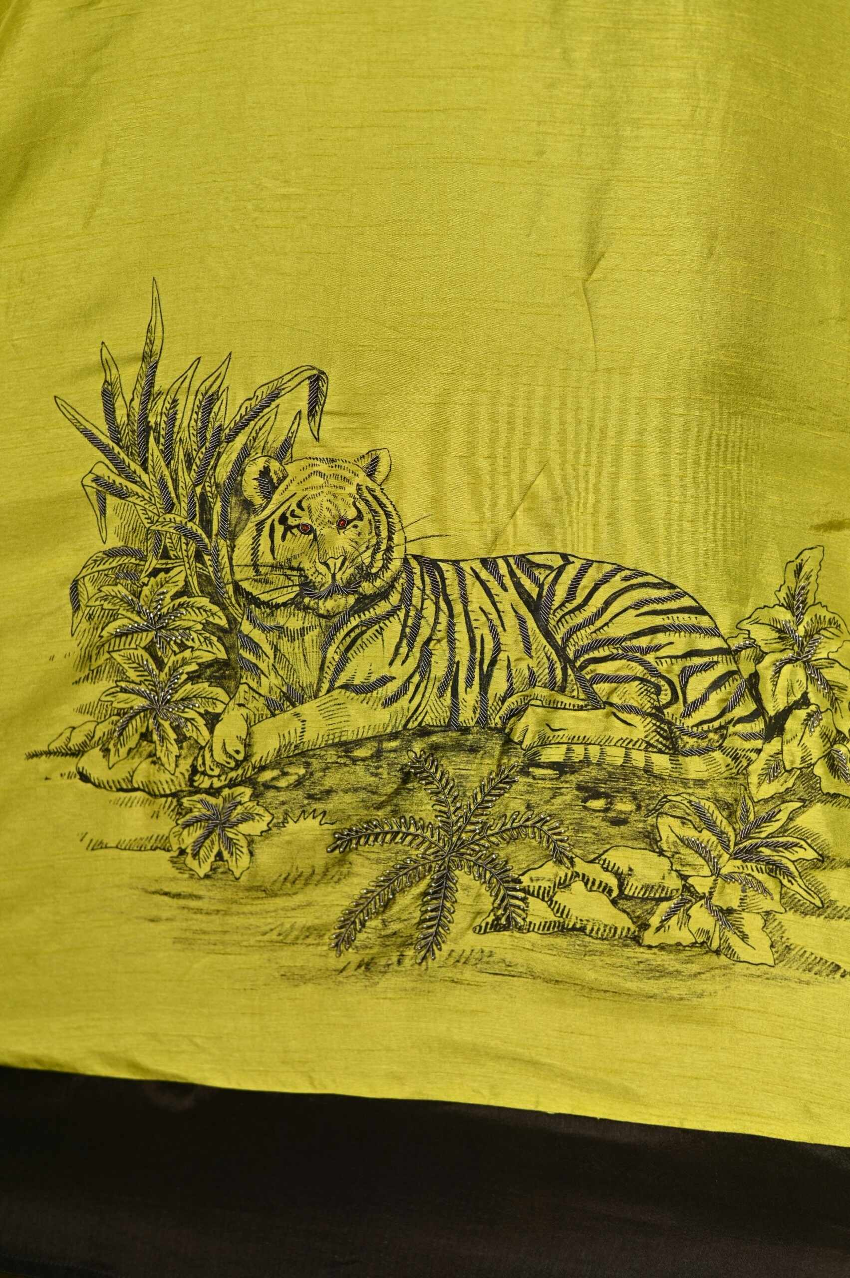Slime Yellow Hand-Painted Dress (Embroidered Art Motif) thumbnail