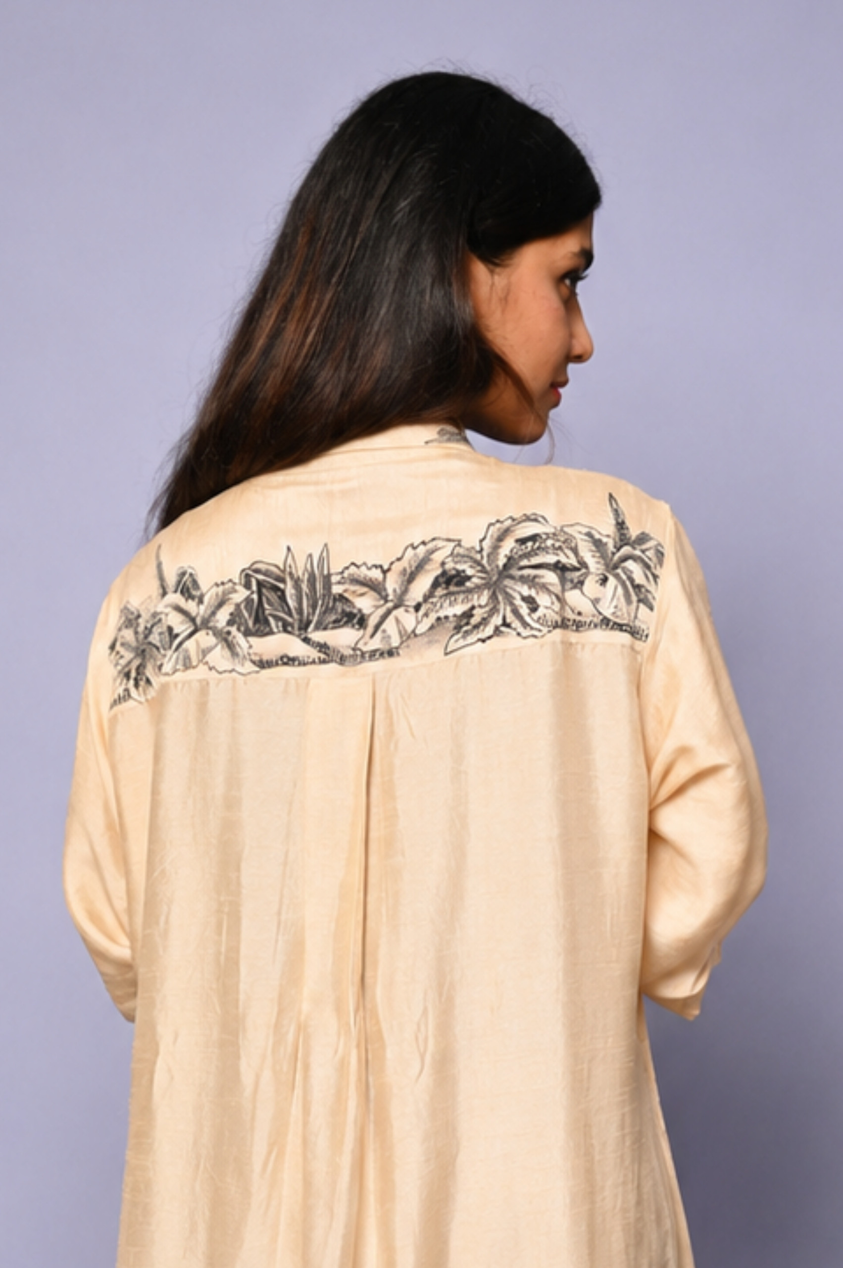 Beige Hand-Painted Dress with Embroidered Art Motif alternate view