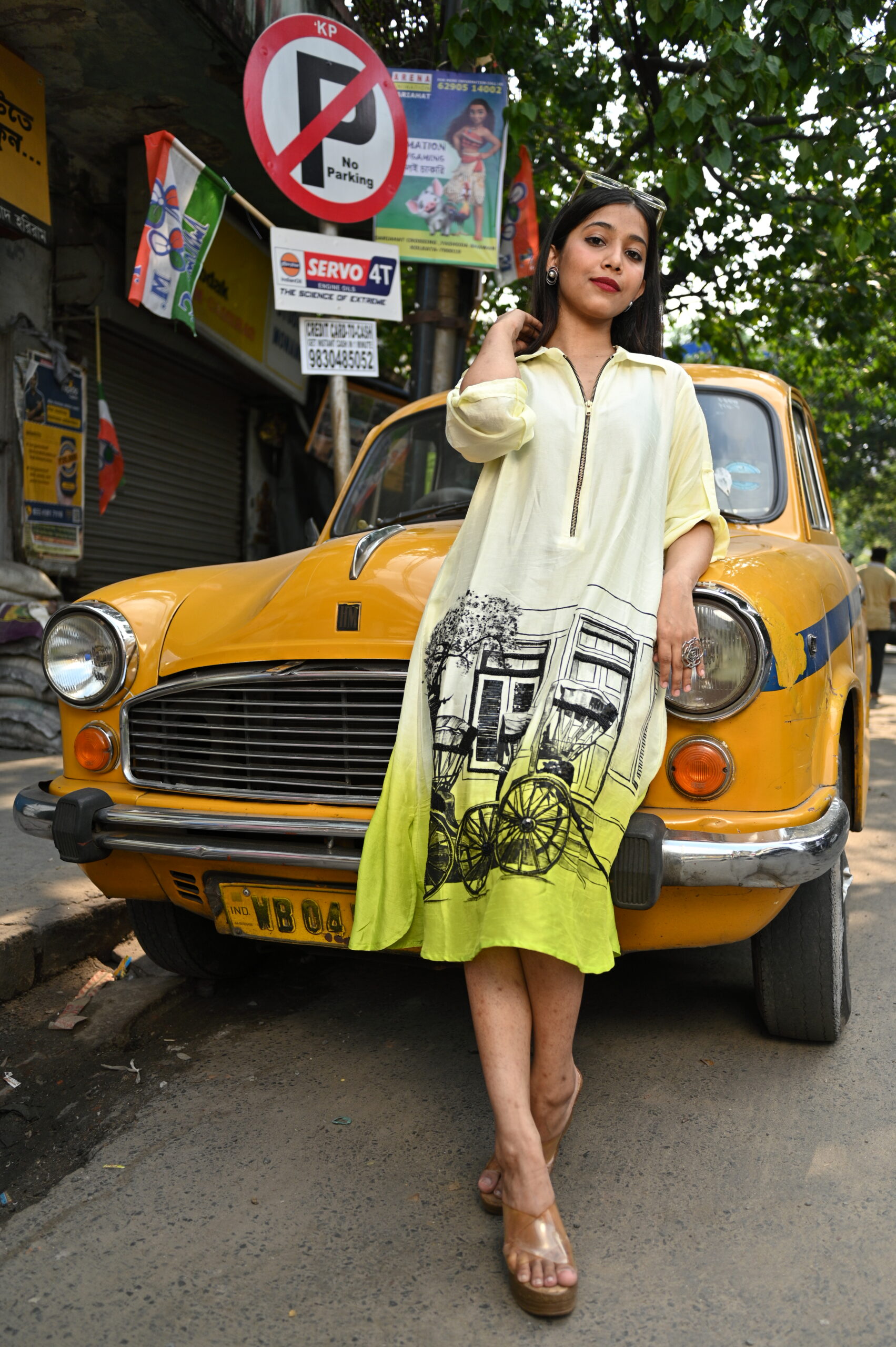 Green Ombre Silk Dress (Hand Painted Embroidery) thumbnail