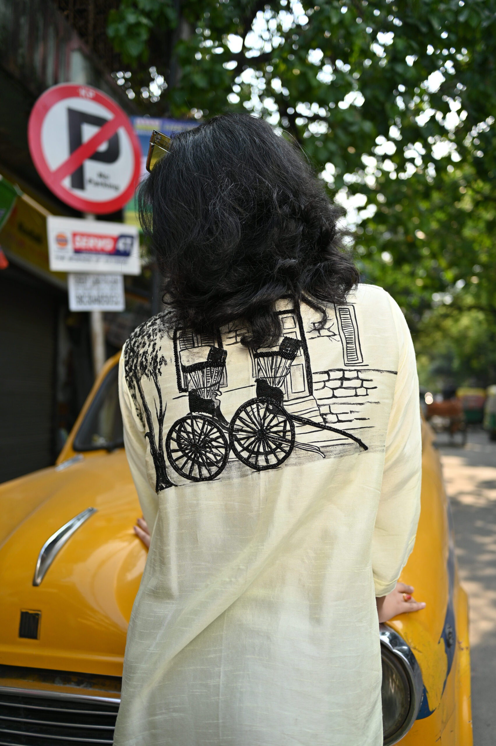 Yellow Ombre Silk Dress (Hand Painted Embroidery) thumbnail