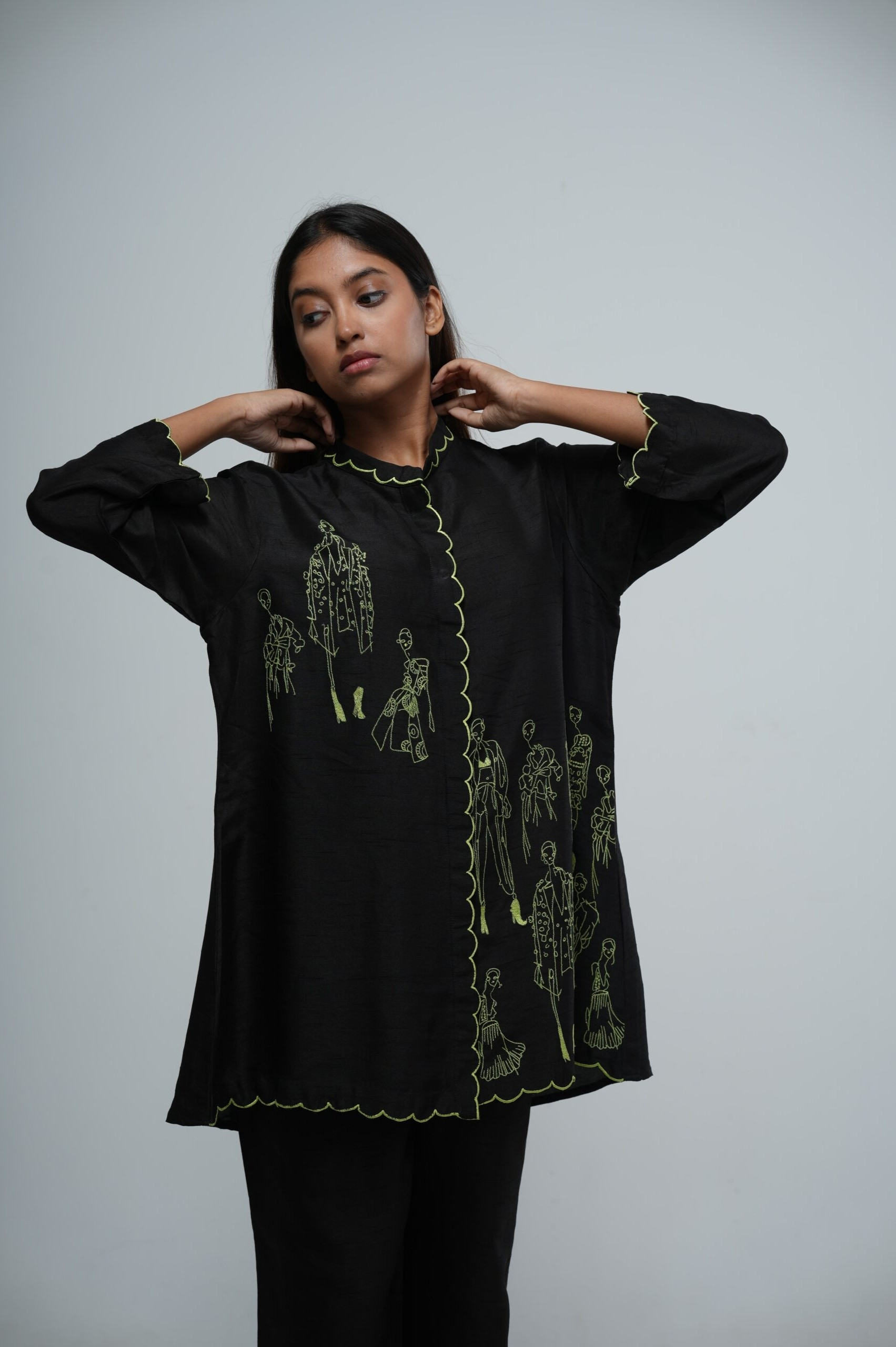 Midnight Black Bemberg Silk Co-ord Set alternate view