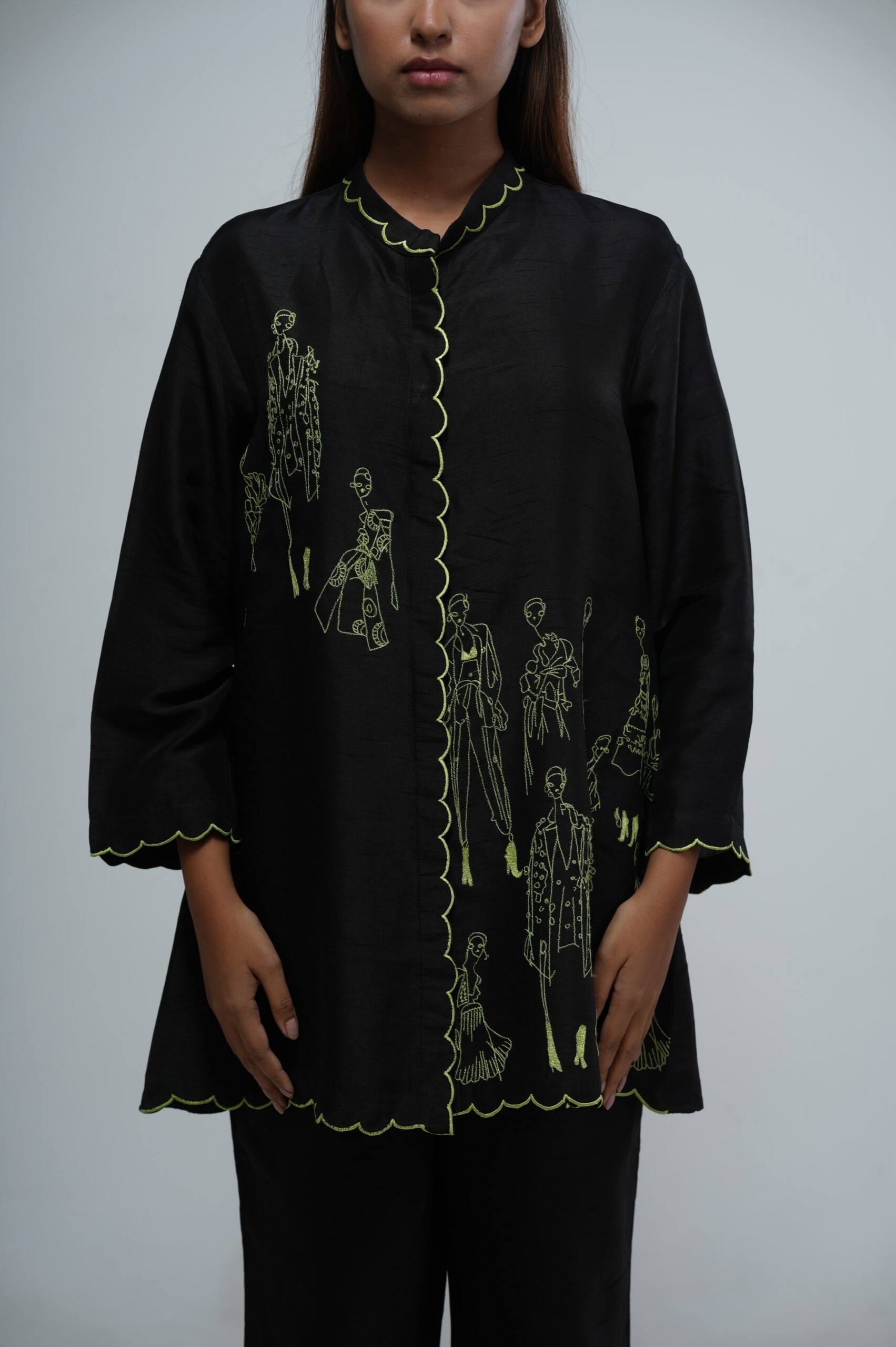Midnight Black Bemberg Silk Co-ord Set thumbnail