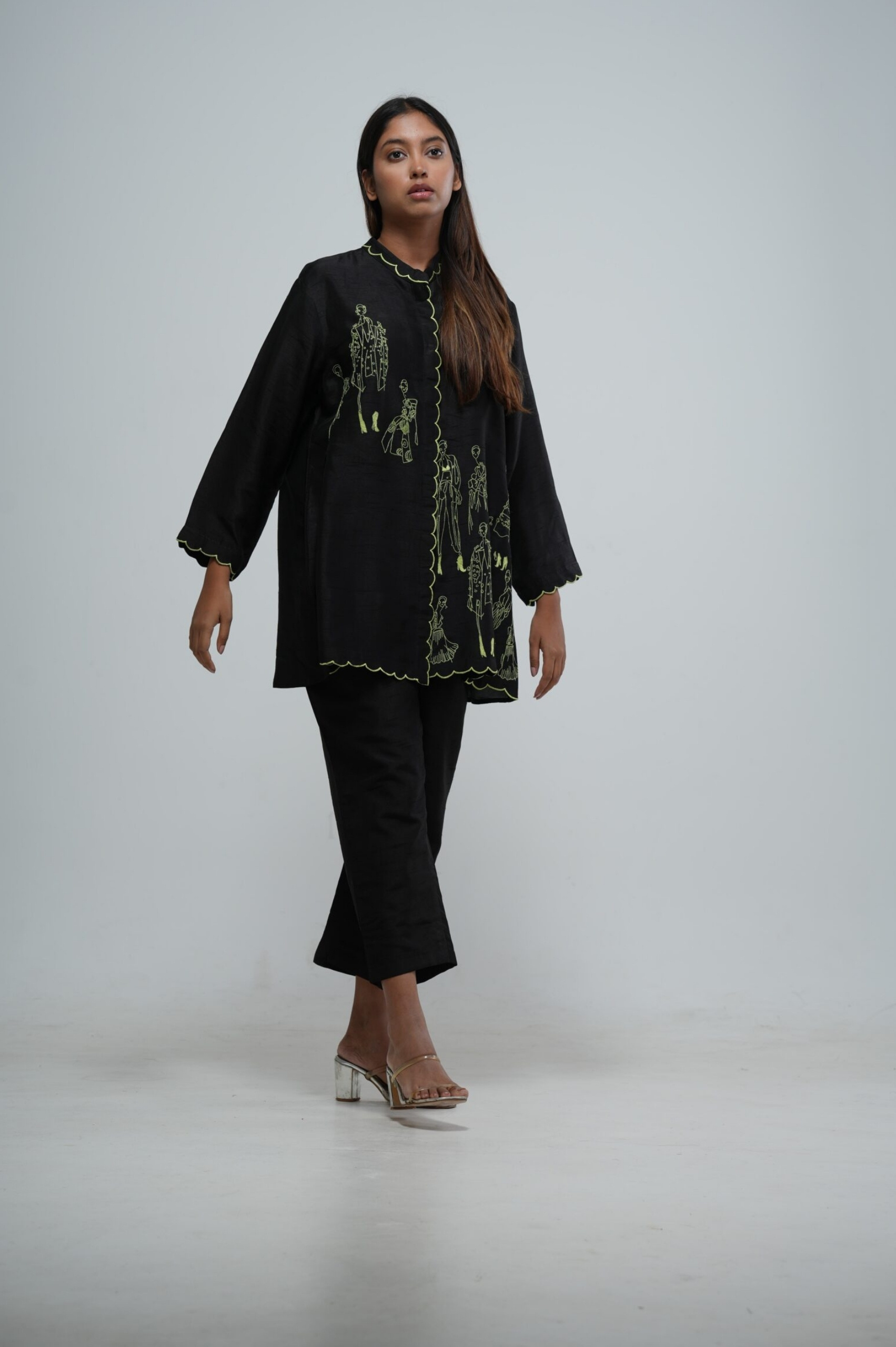 Midnight Black Bemberg Silk Co-ord Set thumbnail