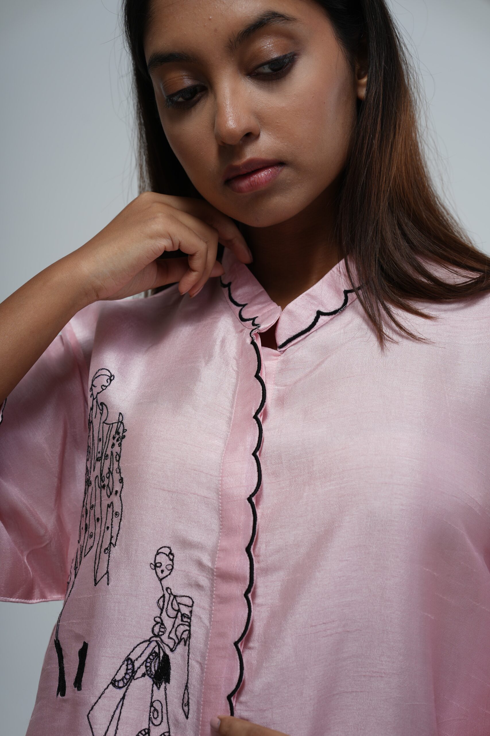 Baby Pink Bemberg Silk Co-ord Set thumbnail