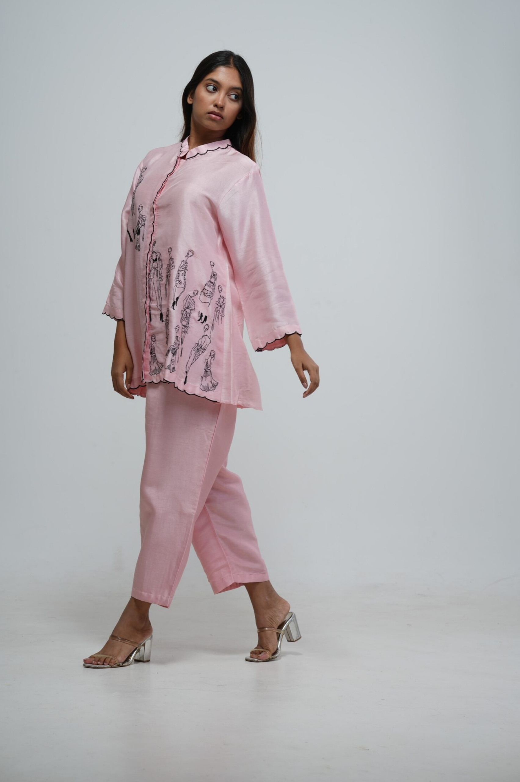 Baby Pink Bemberg Silk Co-ord Set thumbnail