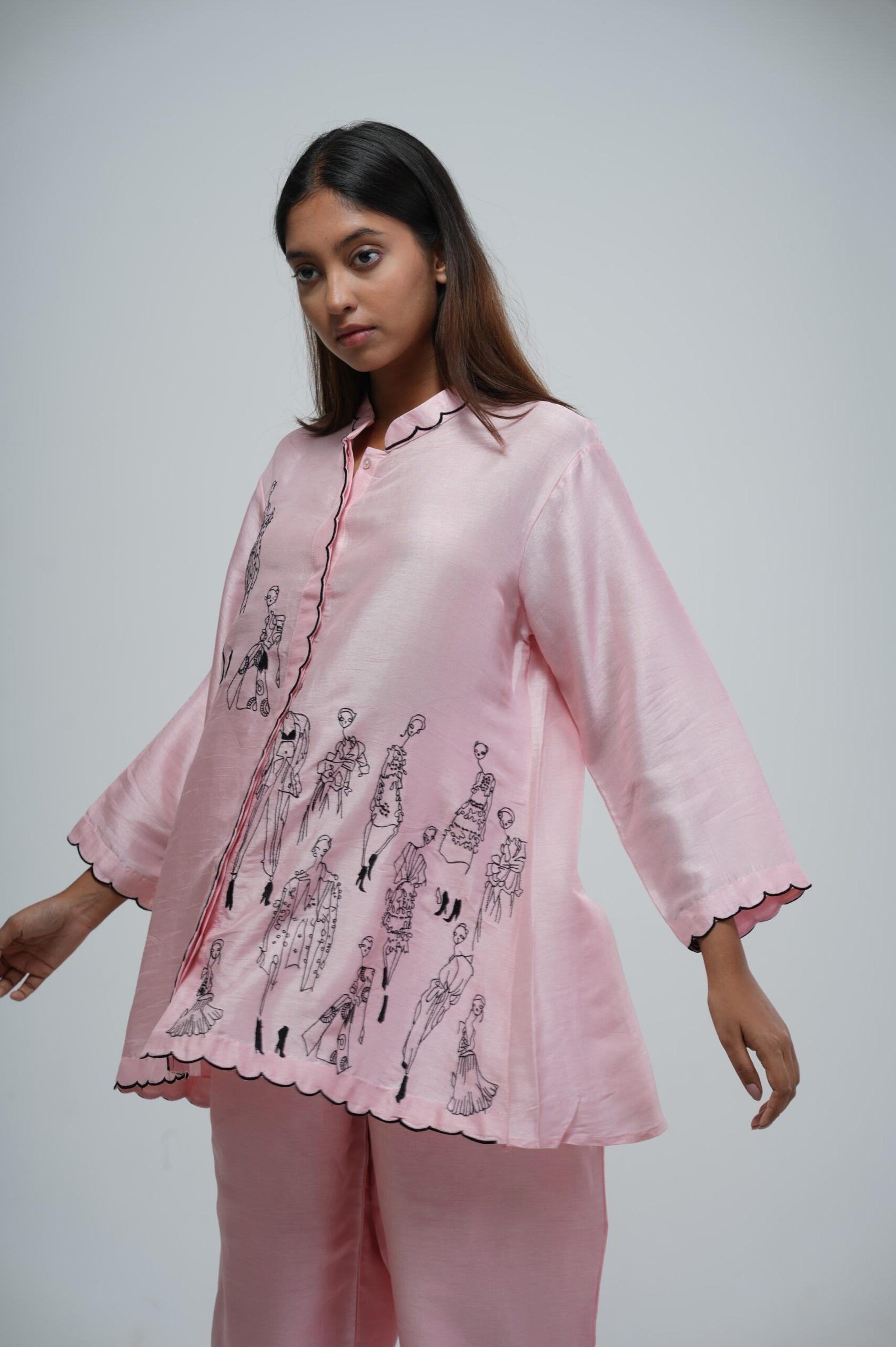 Baby Pink Bemberg Silk Co-ord Set alternate view