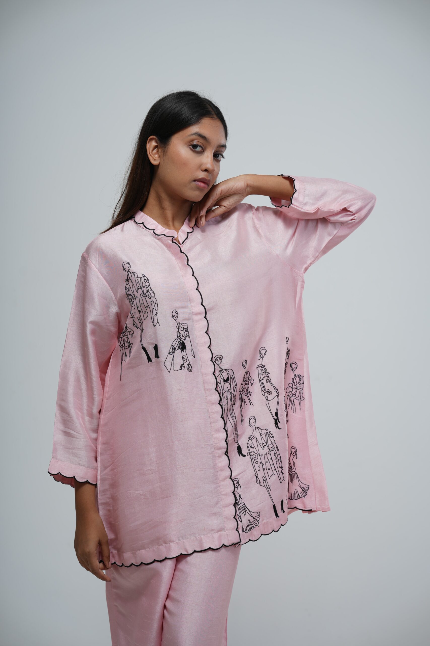 Baby Pink Bemberg Silk Co-ord Set thumbnail