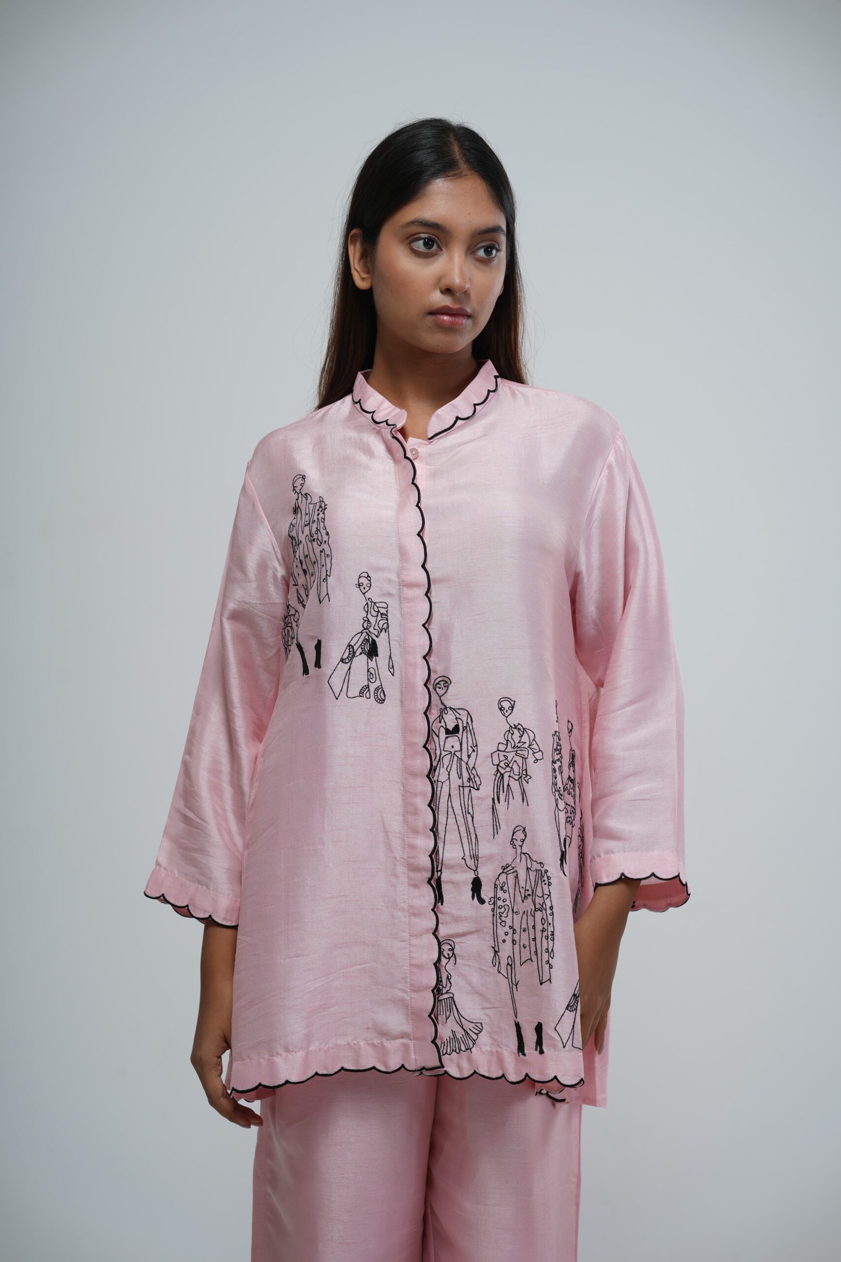 Baby Pink Bemberg Silk Co-ord Set thumbnail