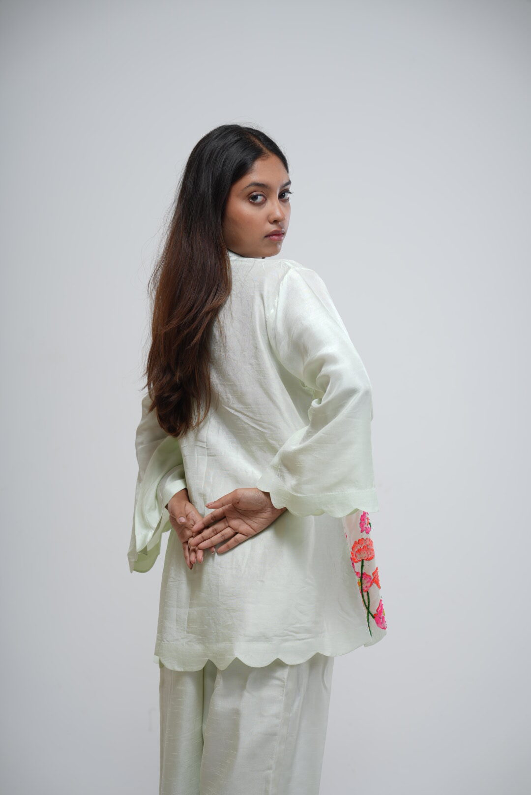 Pastel Green Co-Ord Set with floral embroidery thumbnail