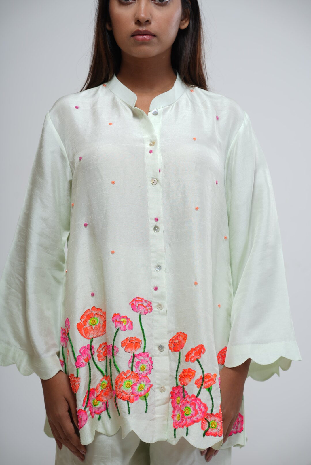 Pastel Green Co-Ord Set with floral embroidery thumbnail