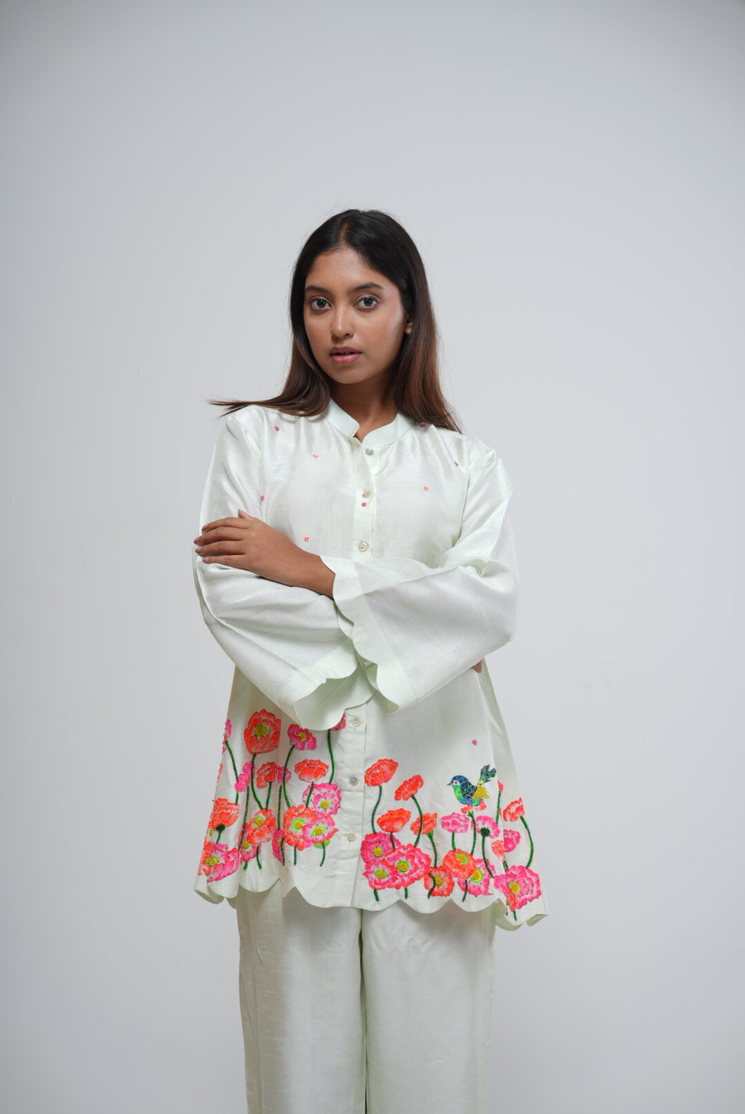 Pastel Green Co-Ord Set with floral embroidery thumbnail