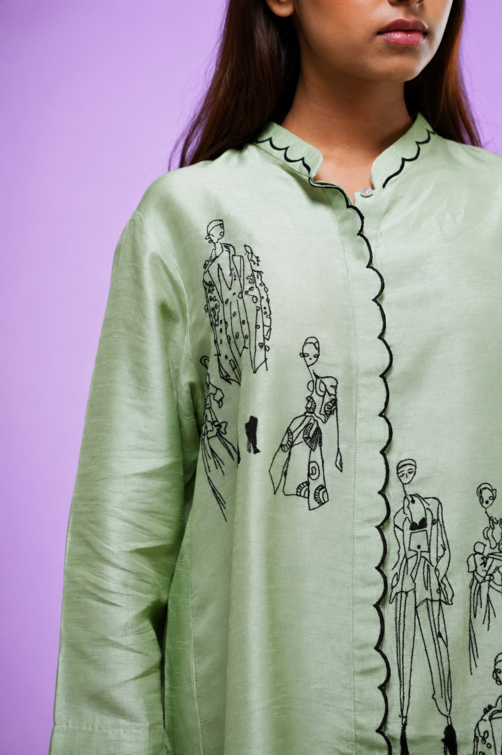 Pista Green Embroidered Co-ord Set thumbnail