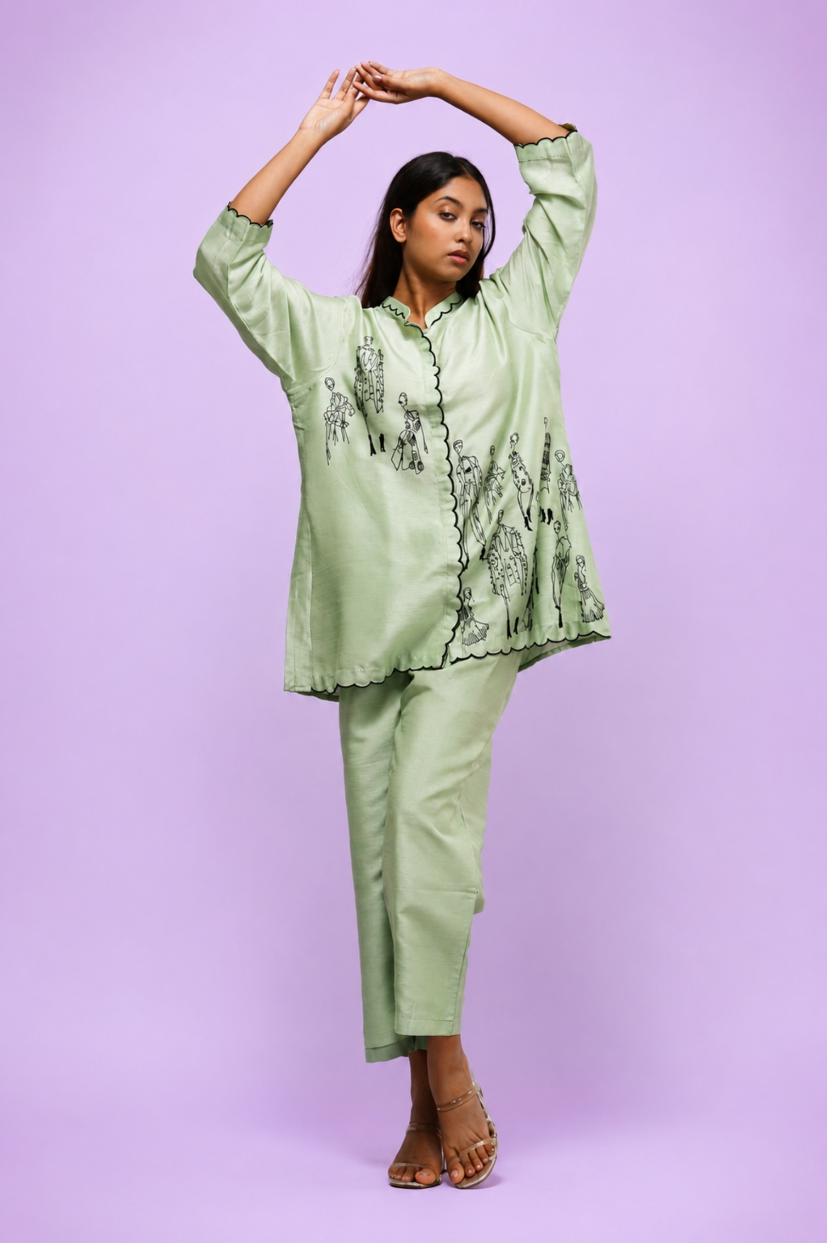 Pista Green Embroidered Co-ord Set alternate view
