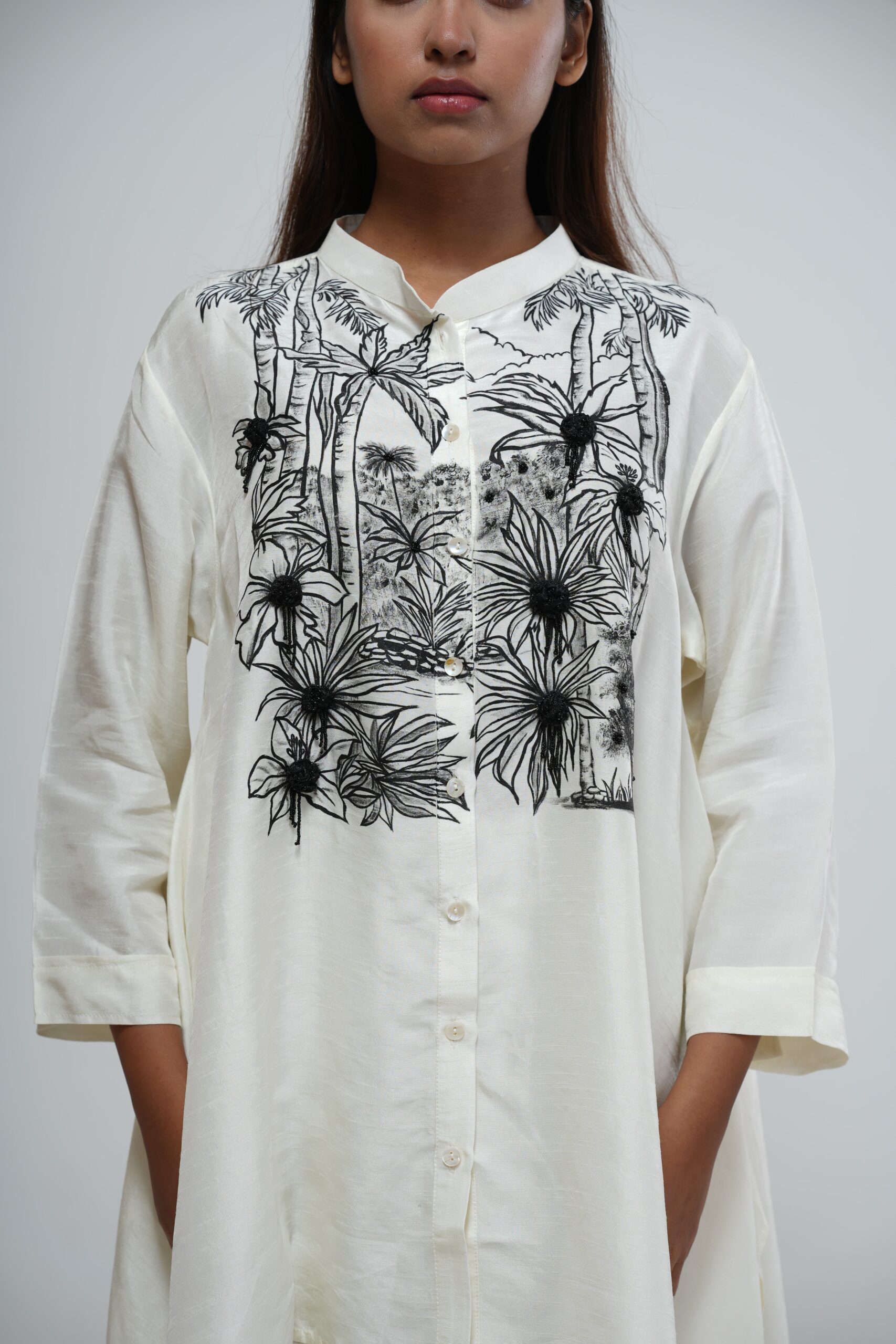 Ivory Hand-Embroidered Kaftan Set alternate view