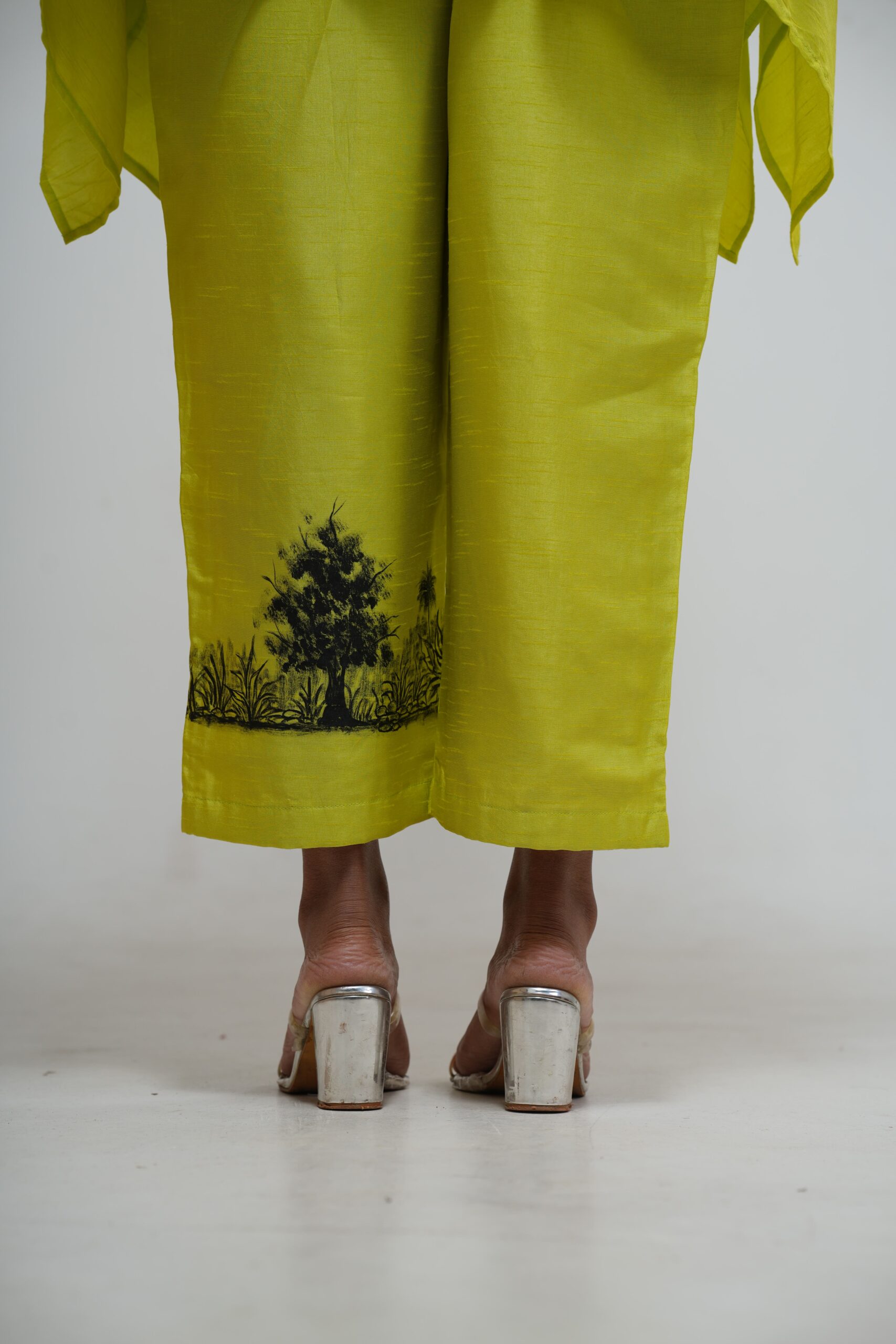 Slime Green Embroidered Asymmetric Kaftan thumbnail