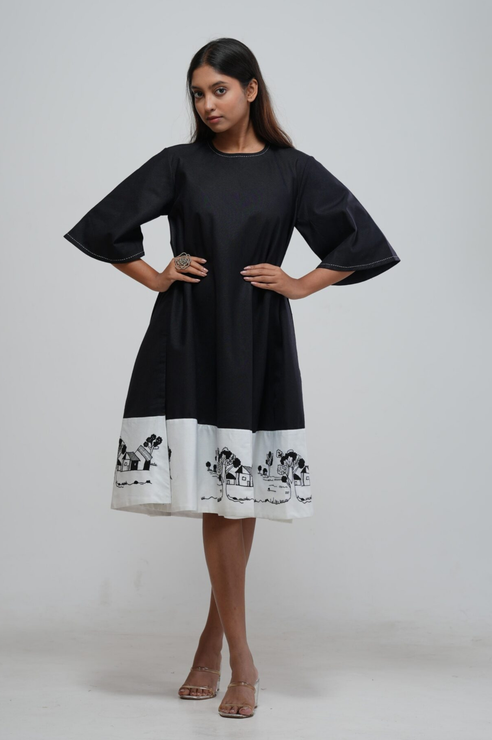 Black and White Flare Dress thumbnail