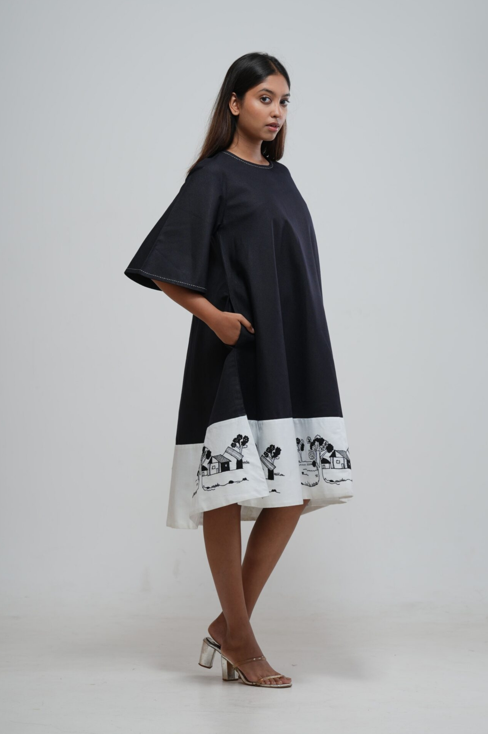 Black and White Flare Dress alternate view