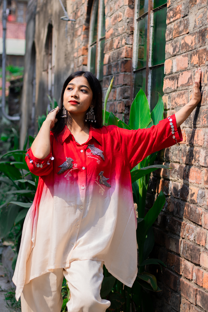 Rani-Ombre Hand-Embroidered Kaftan