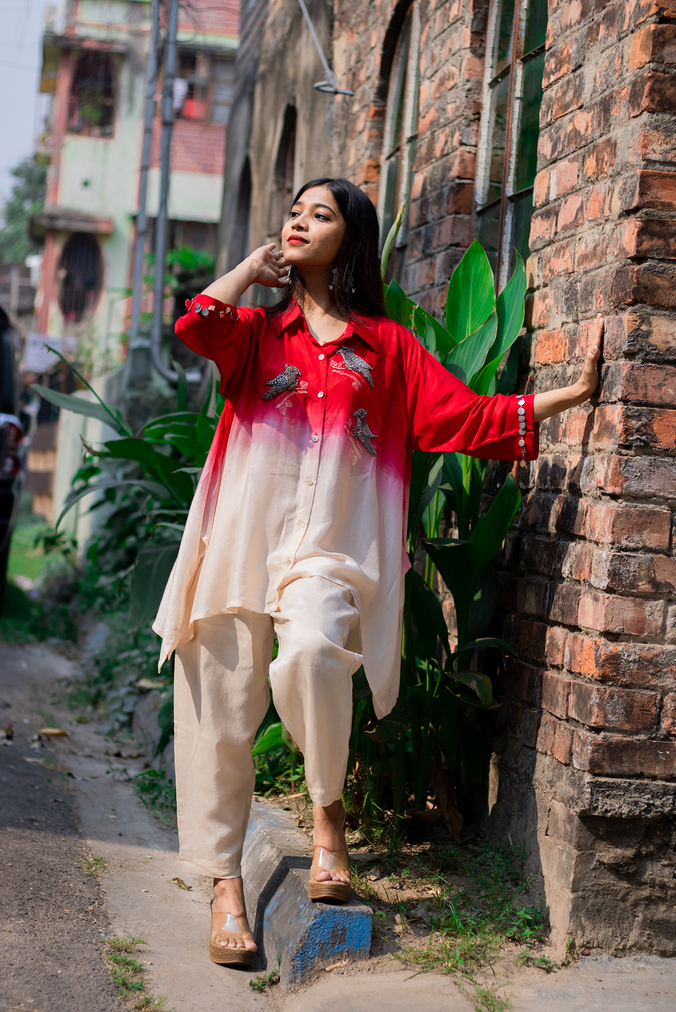 Rani-Ombre Hand-Embroidered Kaftan alternate view