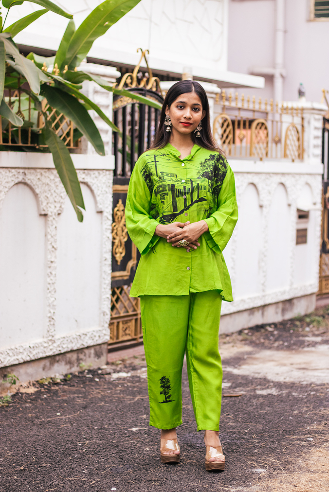 Bright Green Printed Co-Ord Set